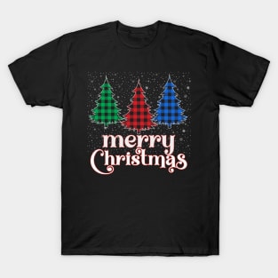 Xmas Buffalo Plaid Trees Merry Christmas T-Shirt